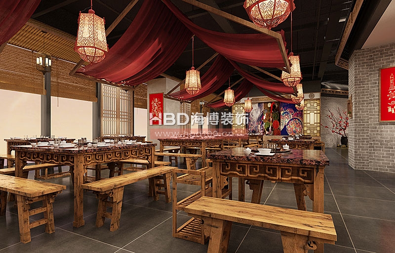 火锅餐厅装修设计,餐厅设计,中式风格餐厅,广州装修设计公司.jpg